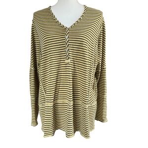 Sundance Women's Long‎ Sleeve Button Down Shirt Striped Top Casual Yellow Black